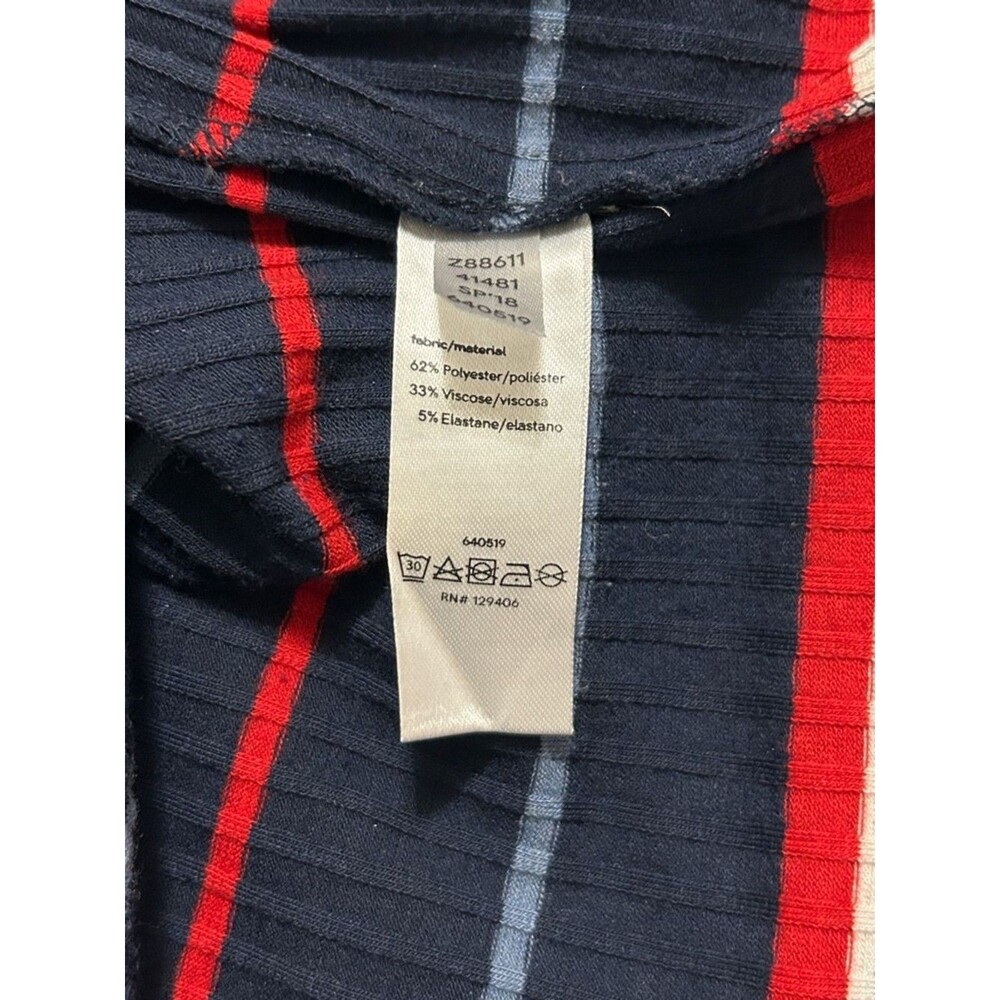 Venus Knit Striped Dress XS Blue Red White Full Zip Long Cardigan High Neck - Picture 6 of 10